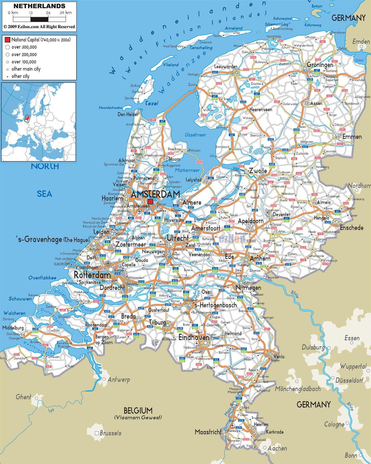 Mapa samochodowa Holandia