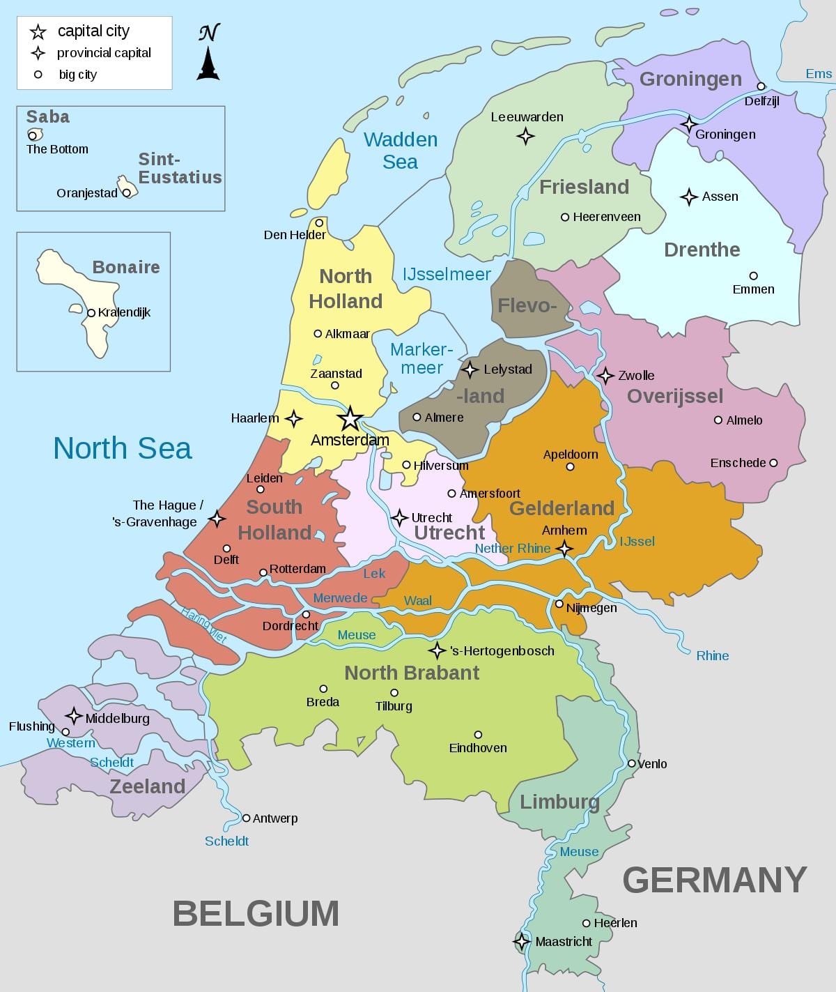 mapa Holandii regionów