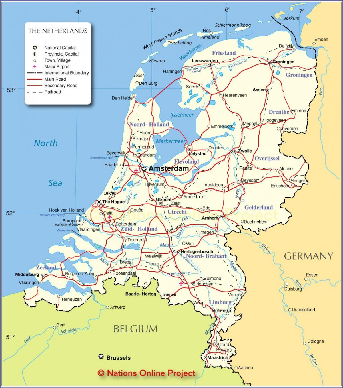 mapa Holandii i w krajach sąsiednich
